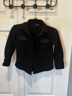 Little Bipsy Black Knit Button-Up Jean Jacket for Kids